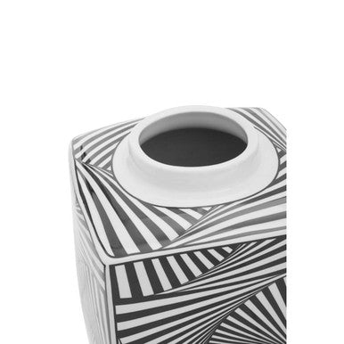 Doria Large Black And White Ceramic Jar