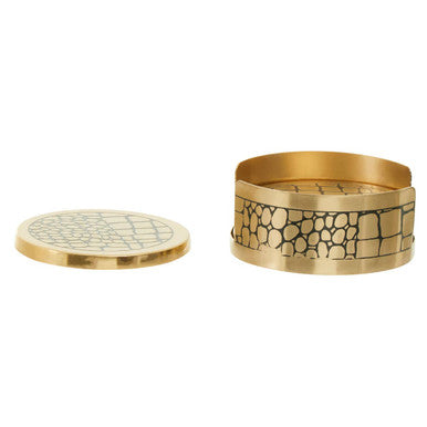 Meko Set of 4 Gold Finish Croc Pattern Coasters And Holder