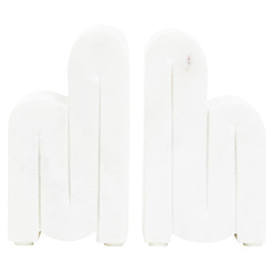 Nason Set of Two White Marble Bookends