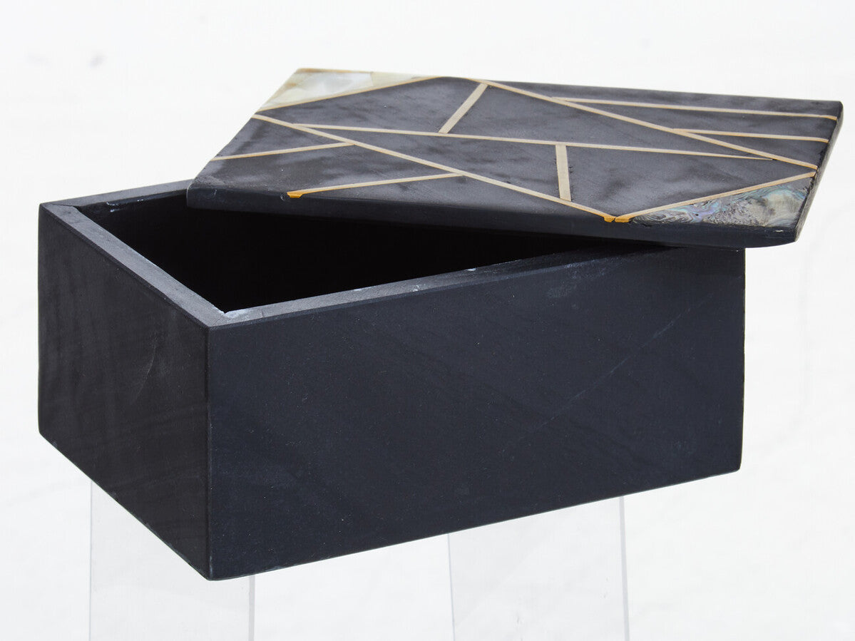 Oriana Large Black Slate with Mother of Pearl Inlay Trinket Box