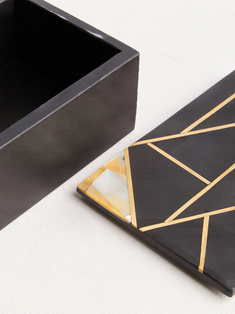 Oriana Large Black Slate with Mother of Pearl Inlay Trinket Box