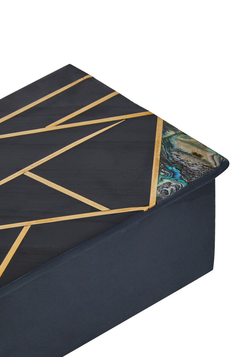 Oriana Large Black Slate with Mother of Pearl Inlay Trinket Box