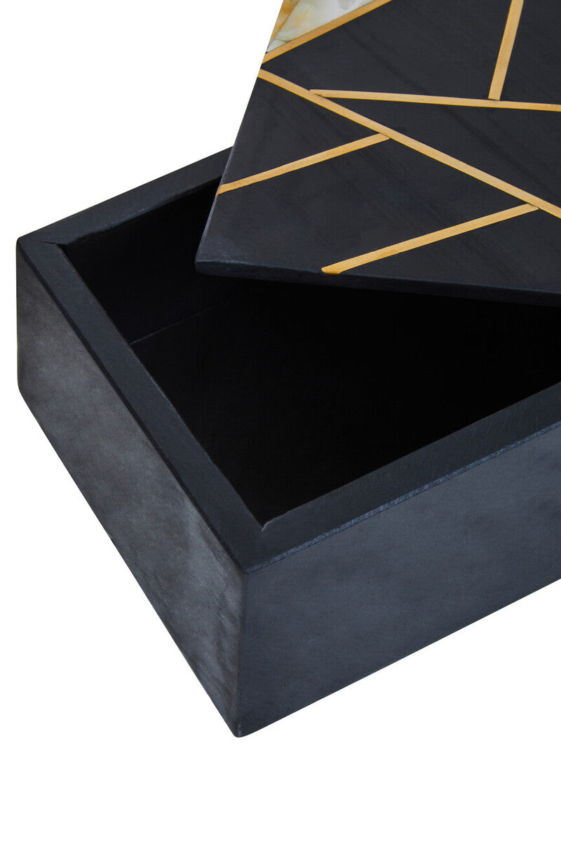 Oriana Large Black Slate with Mother of Pearl Inlay Trinket Box