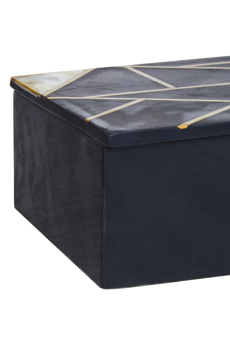 Oriana Large Black Slate with Mother of Pearl Inlay Trinket Box