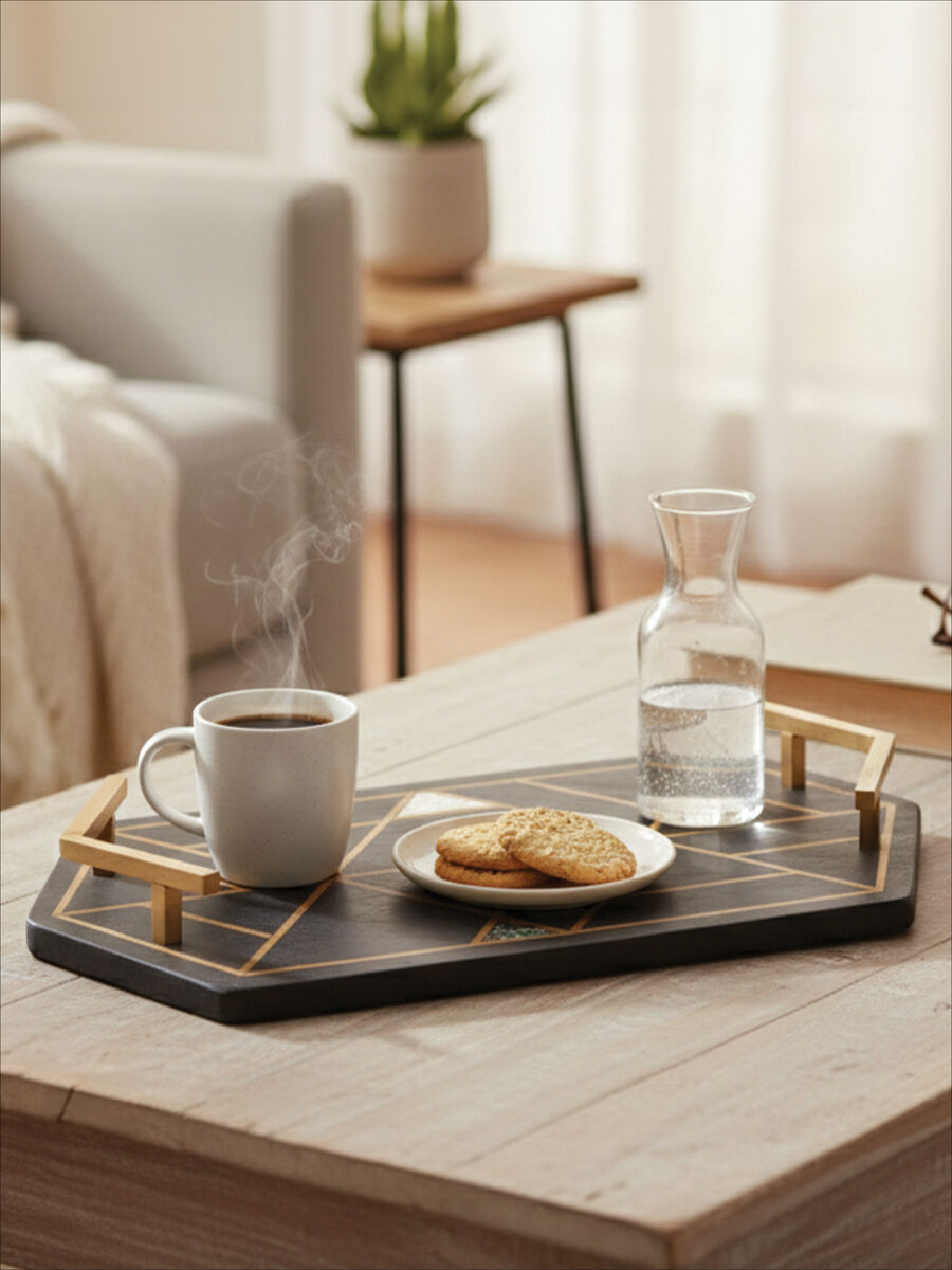 Oriana Black Slate with Mother of Pearl Inlay Tray