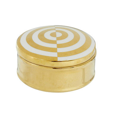 Curva Round  Gold and White Trinket Box