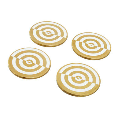 Gold and White  Set Of Four Coasters | Curva