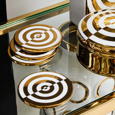Gold and White  Set Of Four Coasters | Curva