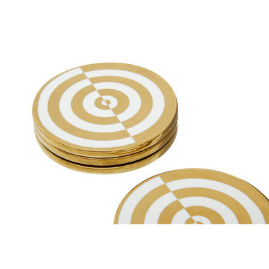 Gold and White  Set Of Four Coasters | Curva