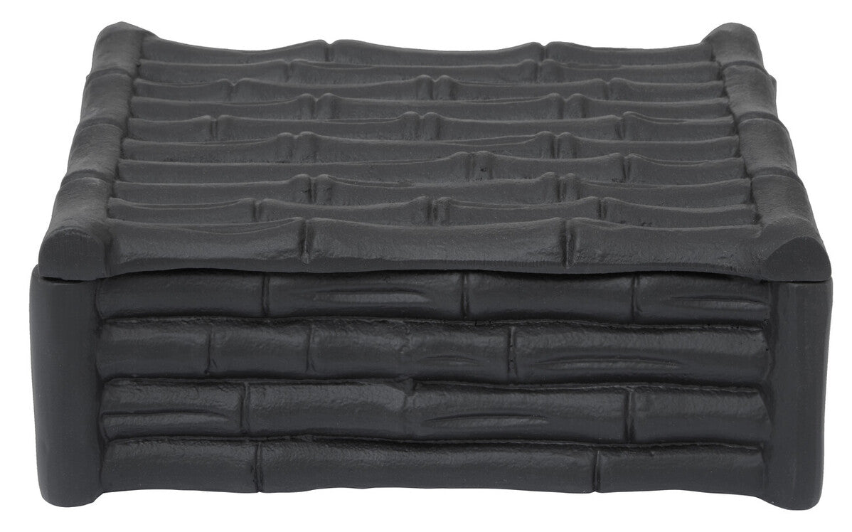 Hiba Small Black Finish Bamboo Effect Trinket Box