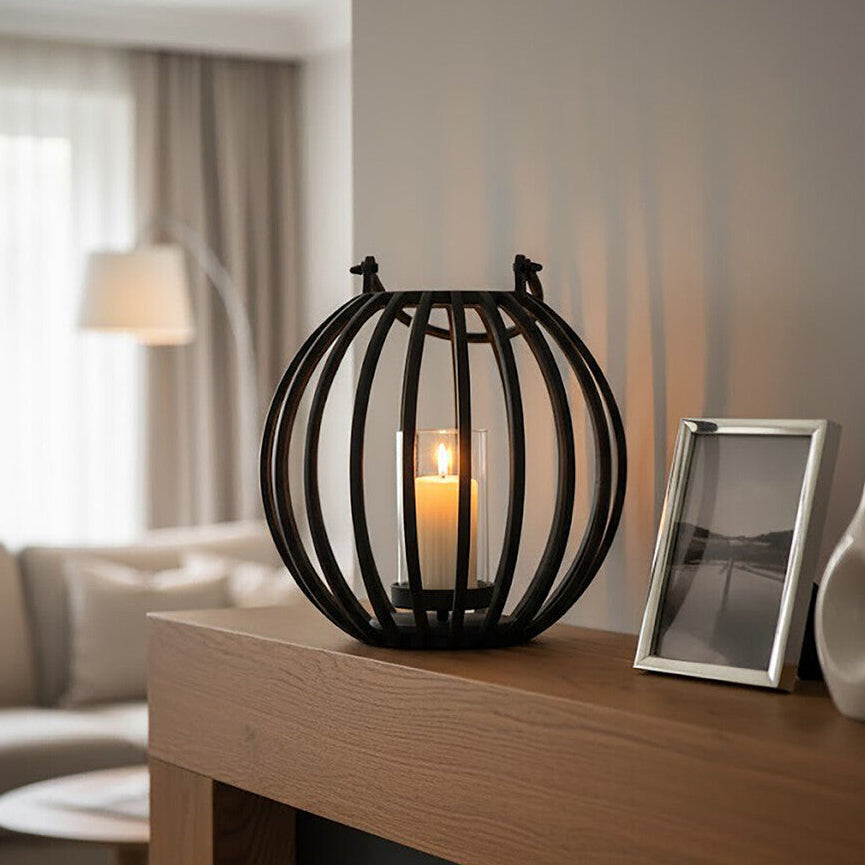 Aura Large Matte Black Finish Lantern