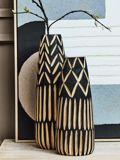 Small Engraved Wooden Vase | Arlo