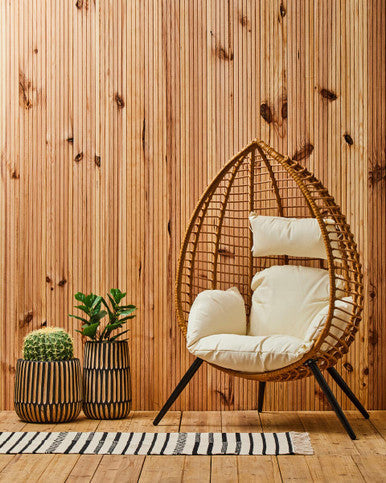 Large Natural and Black Wooden Vase | Arlo