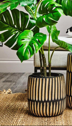 Arlo Small Engraved Natural And Black Planter