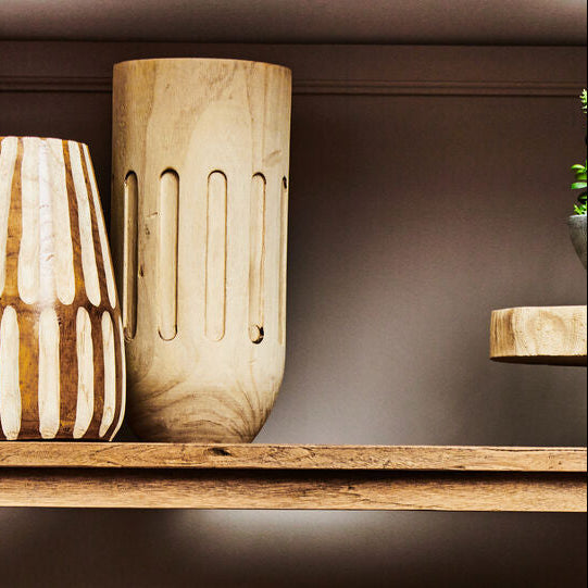 Natural Engraved Wooden Vase | Arlo