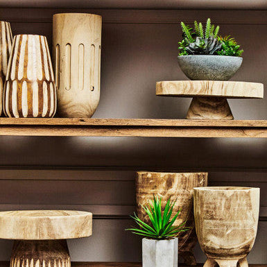 Natural Engraved Wooden Vase | Arlo