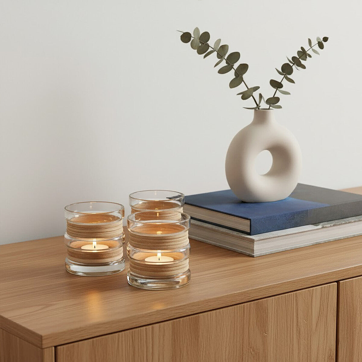Kuta Set Of 3 Natural Tealight Holders