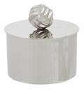 Amreli Silver Metal Small Trinket Box with Vertical Texture