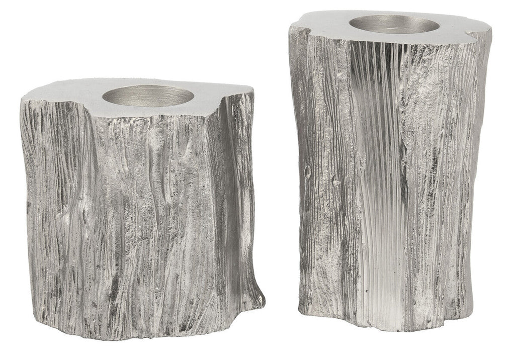 Akola Silver Metal Set of 2 Tealight Holders