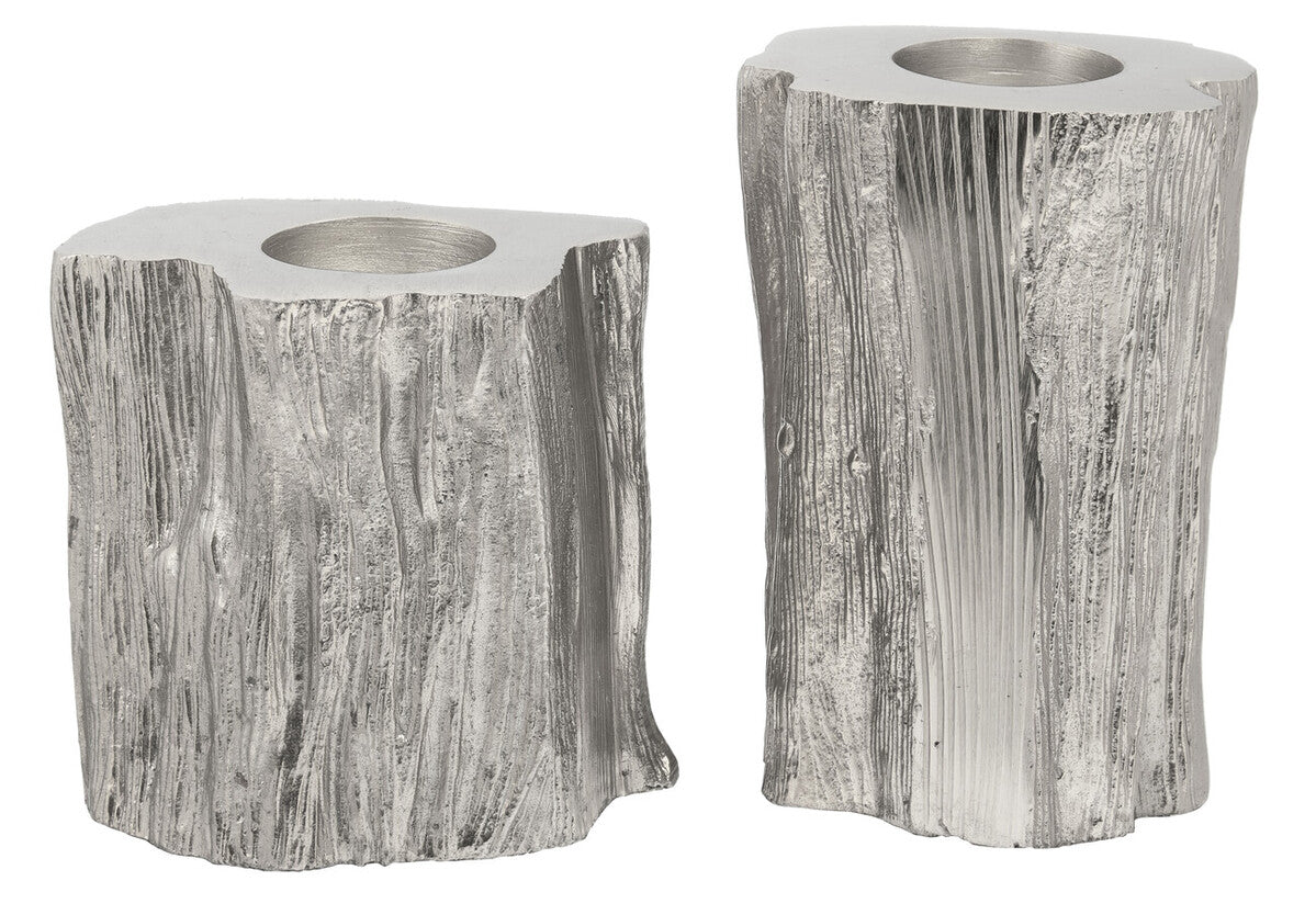 Akola Silver Metal Set of 2 Tealight Holders