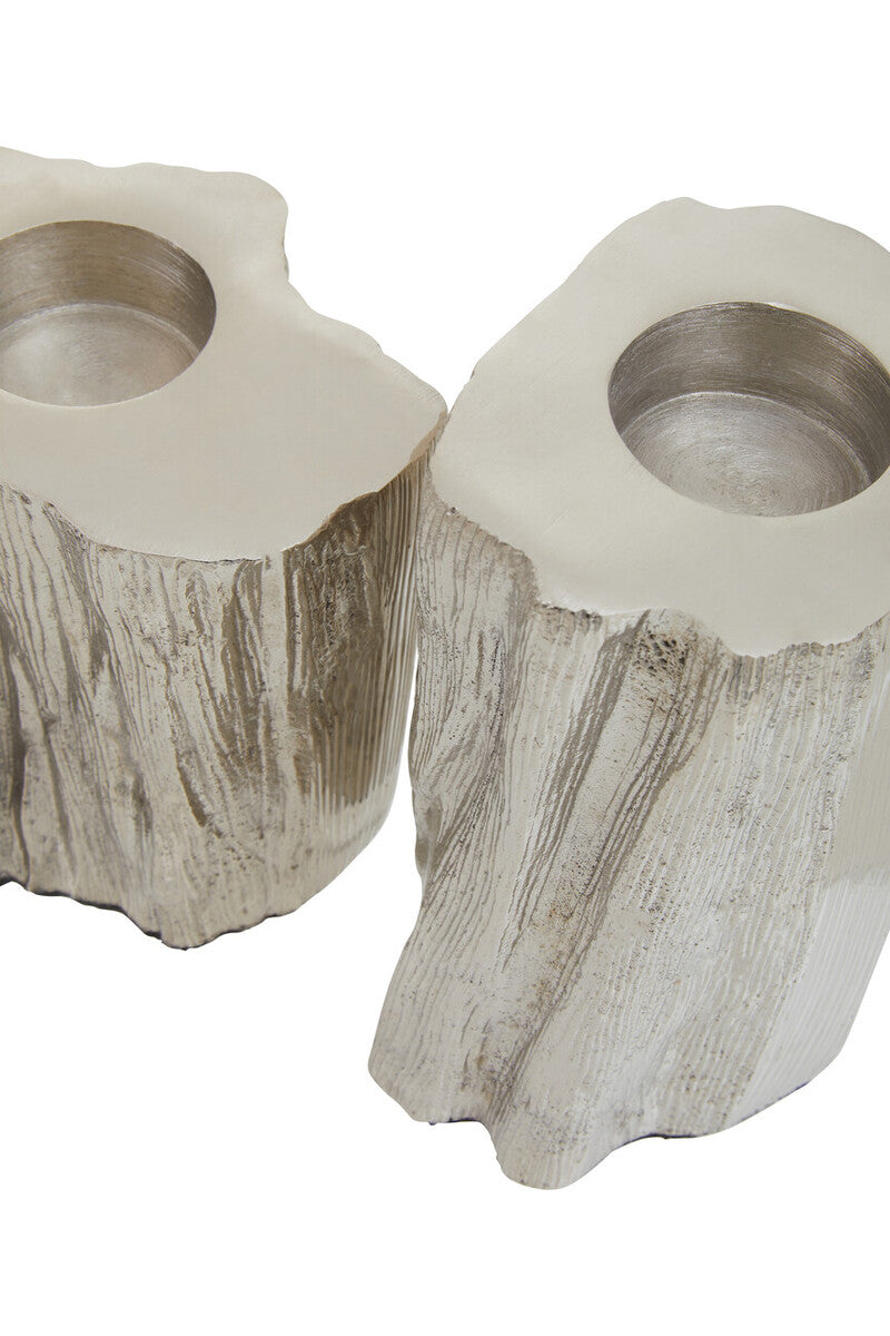 Akola Silver Metal Set of 2 Tealight Holders