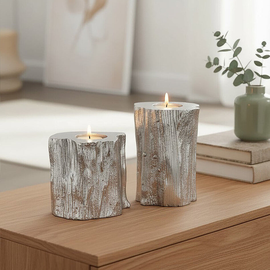 Akola Set Of Two Silver Tealight Holders