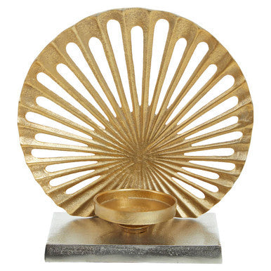 Large Two Toned Silver and Gold Finish Candle Holder | Dion