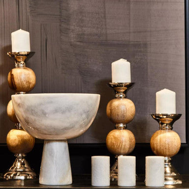 Salmo Large White Marble Pedestal Bowl