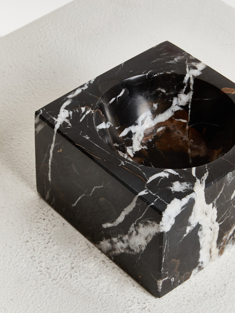 Salmo Square Black And Gold Marble Bowl