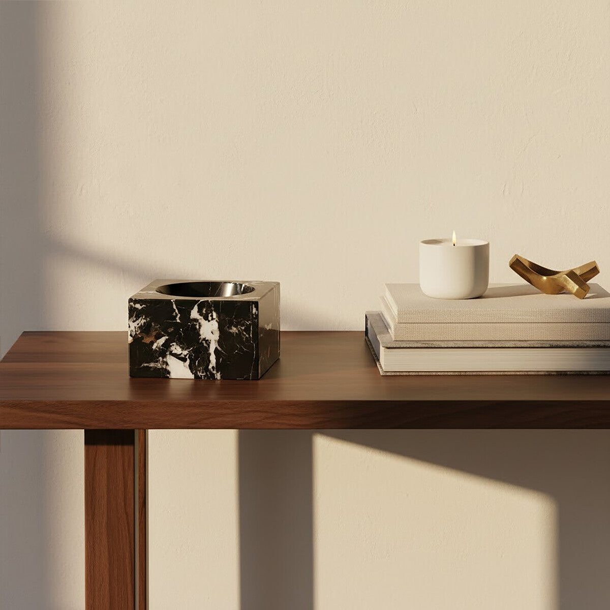 Salmo Square Black And Gold Marble Bowl