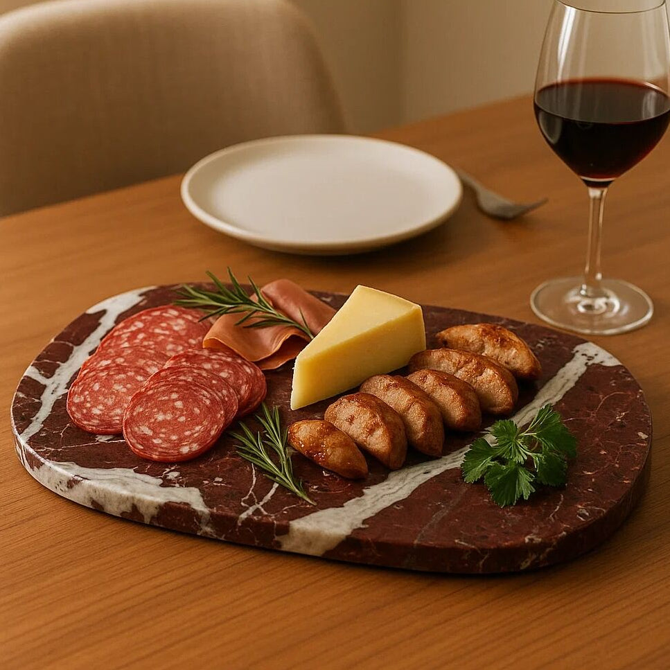 Salmo Oval Red Marble Serving Board