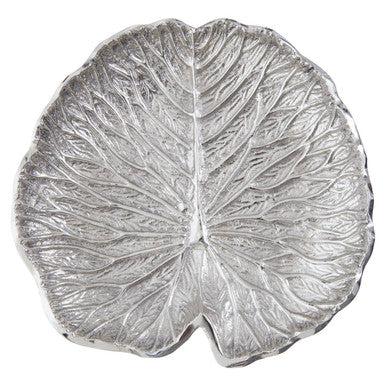 Small Silver Finish Lotus Leaf Plate | Salma