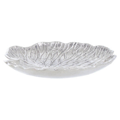 Small Silver Finish Lotus Leaf Plate | Salma