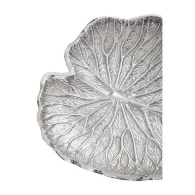 Small Silver Finish Lotus Leaf Plate | Salma