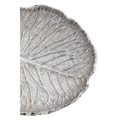 Small Silver Finish Lotus Leaf Plate | Salma