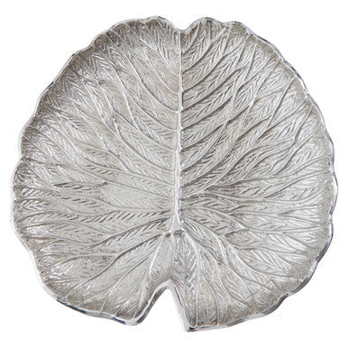 Large Silver Finish Lotus Leaf Plate | Salma