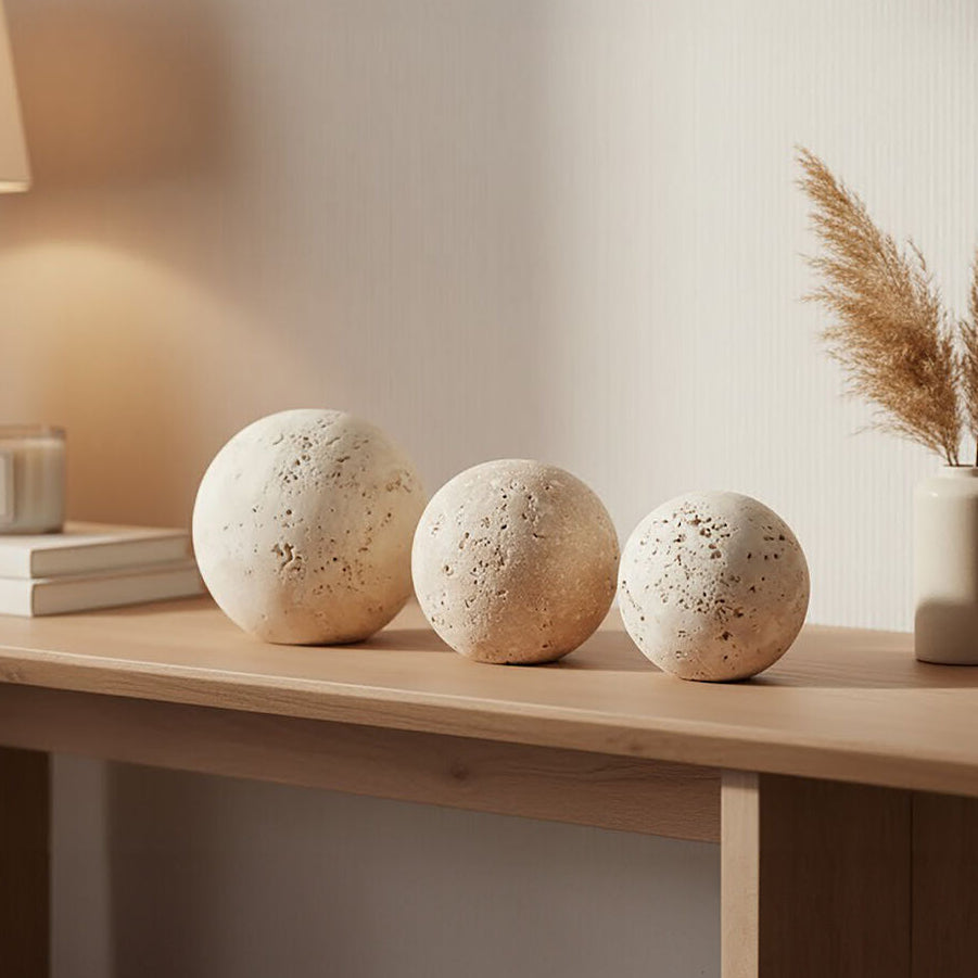 Tibor Travertine Set of 3 Deco Balls