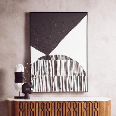 Fidel Black and White Mango Wood Oblong Sculpture