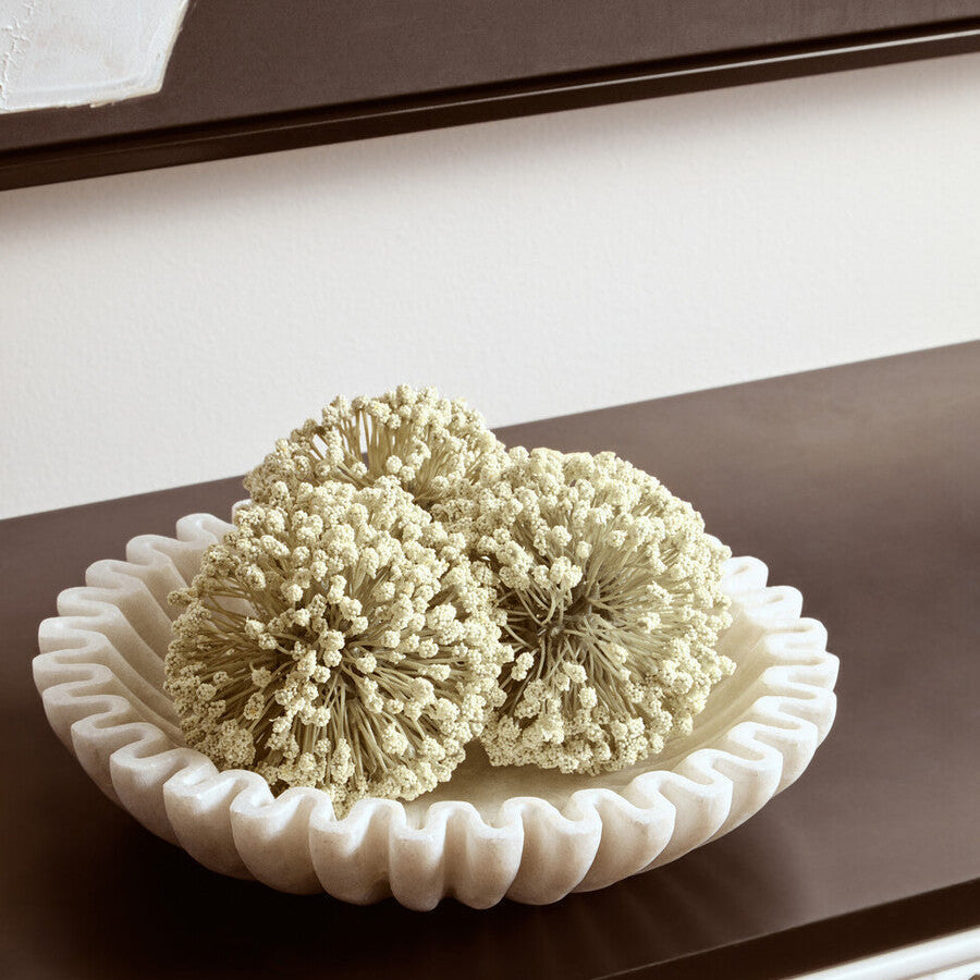 Savio Small White Fluted Marble Bowl