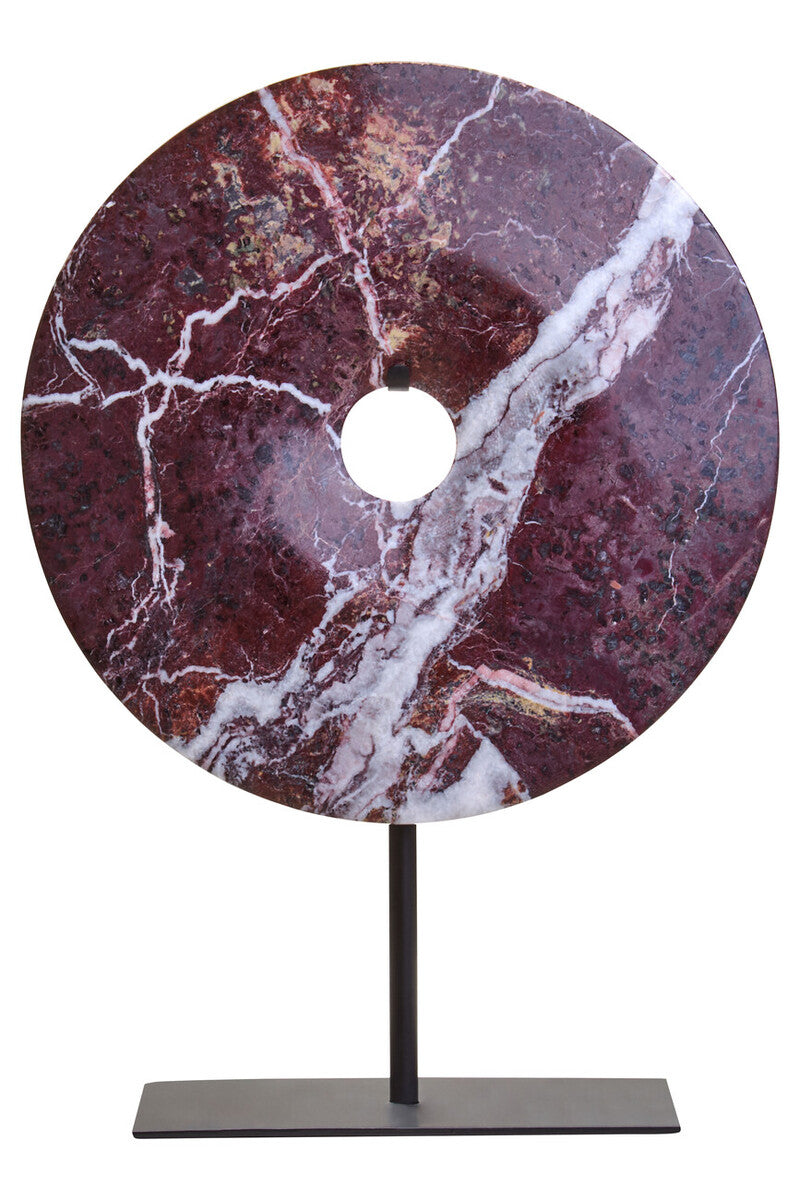 Salmo Small Red Marble Round Dia 20cm Disc Sculpture
