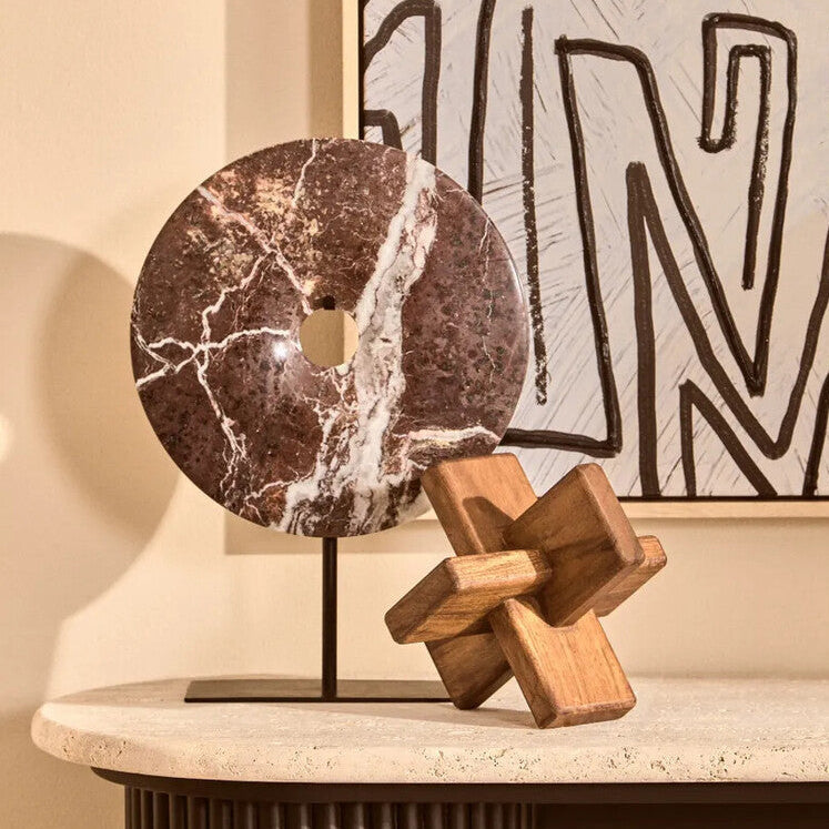 Salmo Medium Red Marble Round 25cm Disc Sculpture