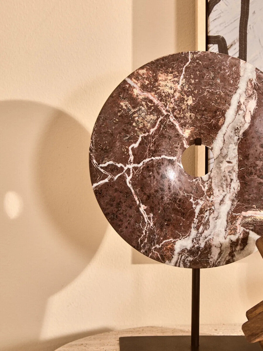 Salmo Small Red Marble Round Dia 20cm Disc Sculpture