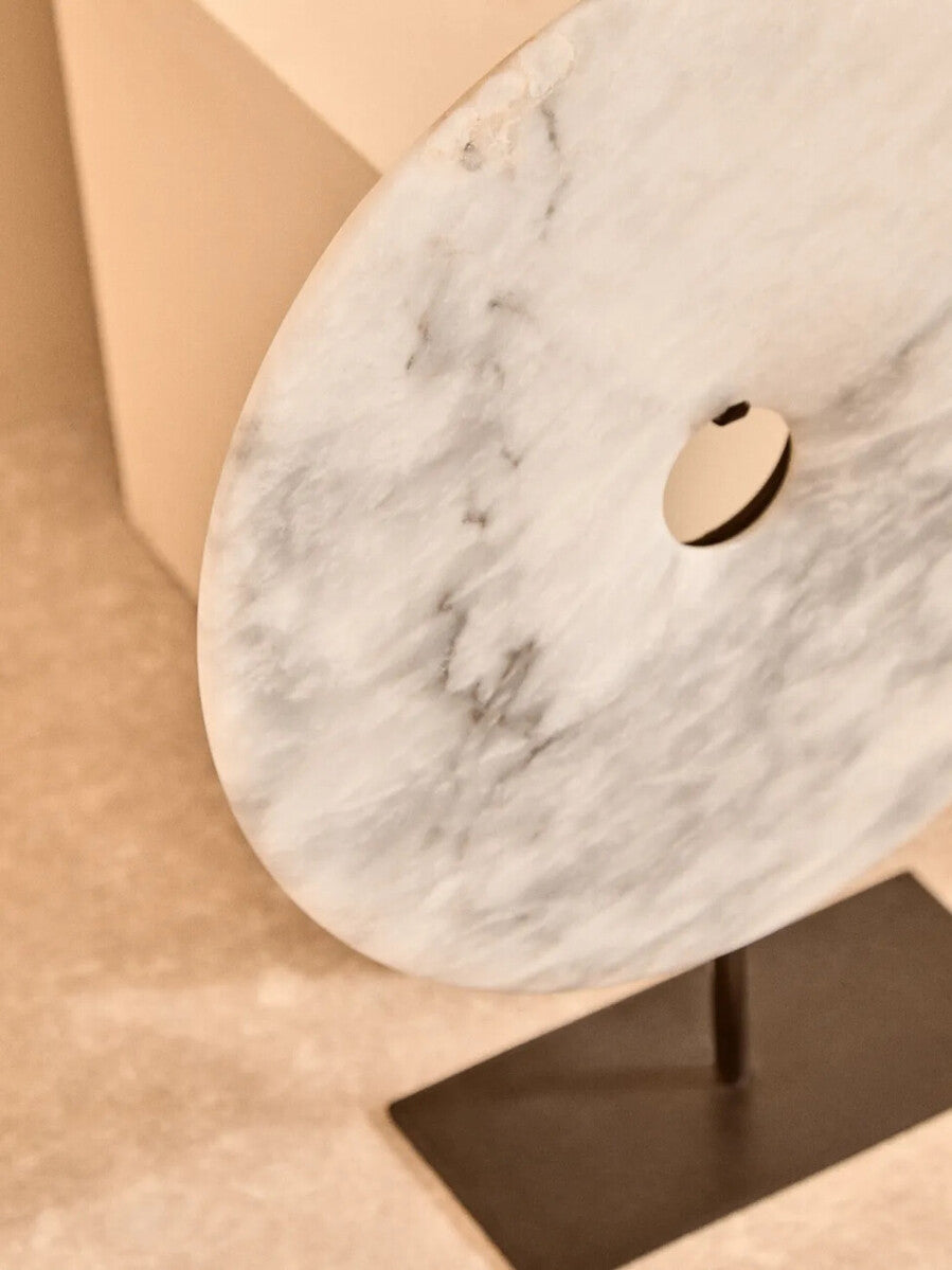 Zoro Extra Large Round Dia 35cm Grey Marble Disc Sculpture