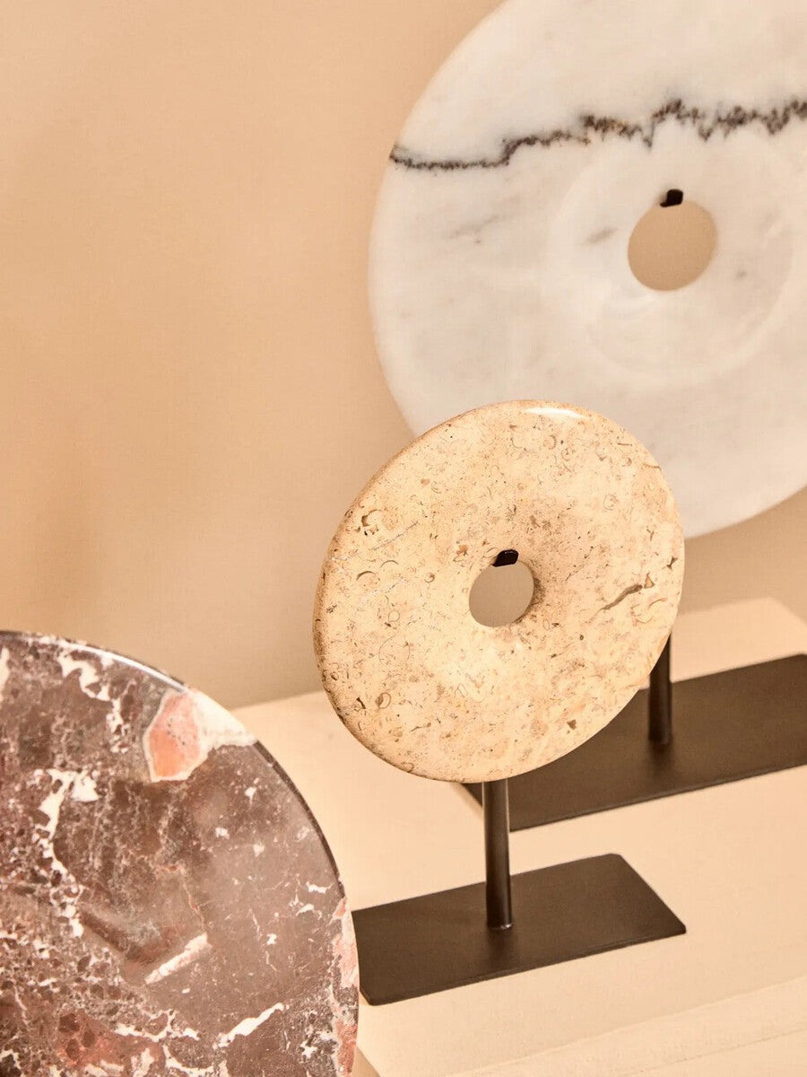 Zoro Extra Small Cream Marble Round Dia 15cm Disc Sculpture