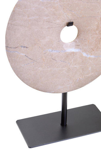 Zoro Small Cream Marble Round Dia 20cm Disc Sculpture