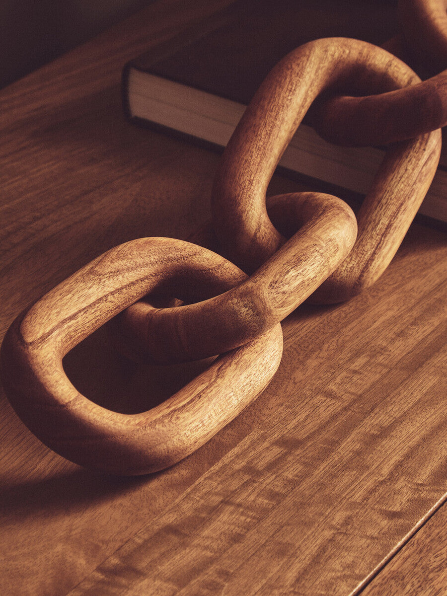 Cato Brown Wood 5 Link Table Decor Chain