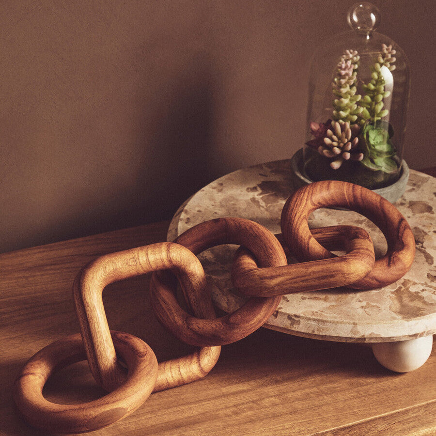 Cato Brown Wood Five Link Table Decor Chain