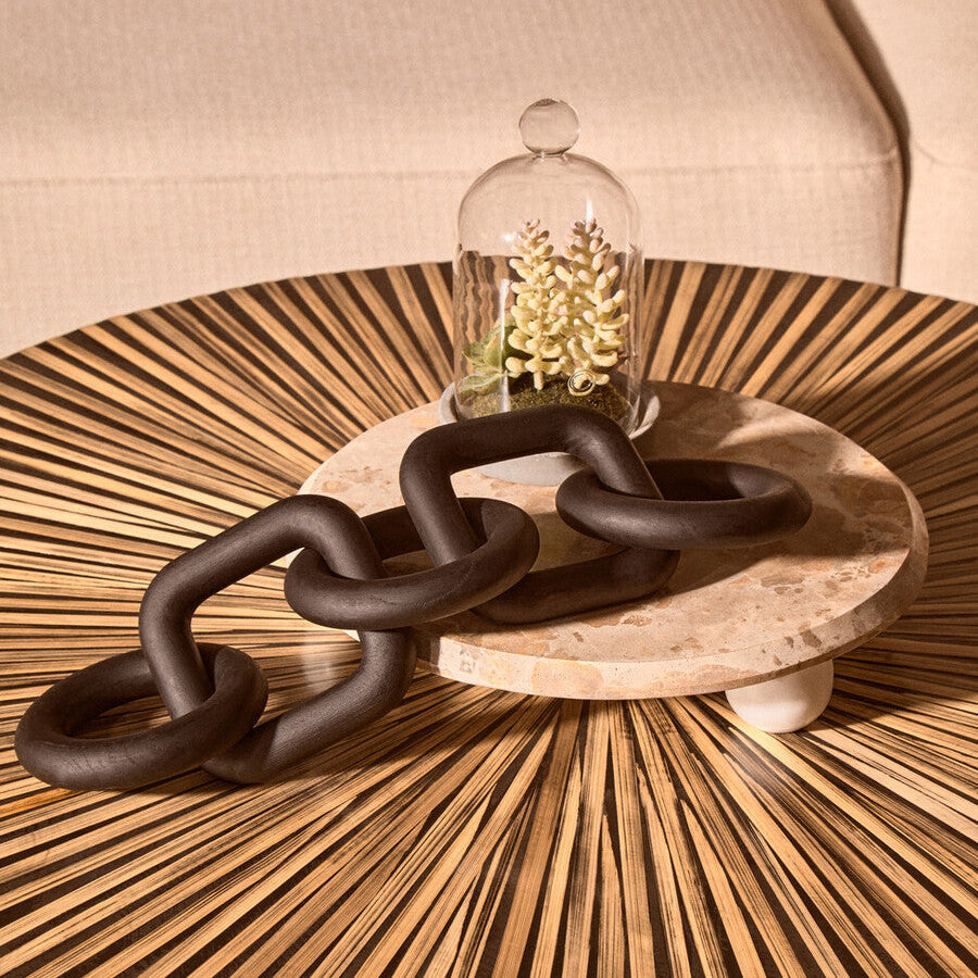 Black Wood Five Link Table Decor Chain | Cato