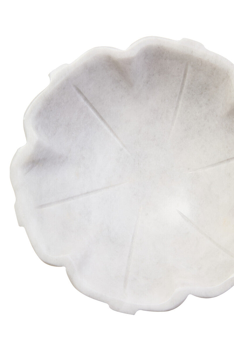 Zoro Small White Marble Lotus Bowl