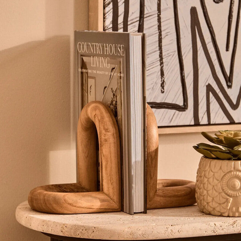 Arlo Natural Wood Set Of 2 Bookends